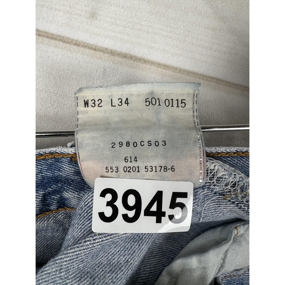 Vintage Levis 501 XX Jeans Mens 32x34 Light Blue Denim Made USA Distressed 90s - Picture 10 of 11